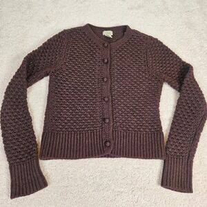 VTG LL Bean XS Wool Angora Blend Crochet Cardigan Button Y2K Cottagecore Preppy